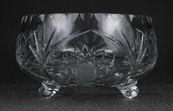 1O773 Nagyméretű lábon álló csiszolt kristály asztalközép kínáló tál