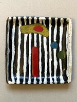 Abstract painted ceramic bowl from around 1930, 18 x 19 cm