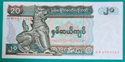 Mianmar (Burma) 20 kyat bankjegy UNC (42)