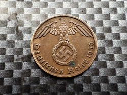 Németország - Harmadik Birodalom 1 reichspfennig, 1939 Verdejel F - Stuttgart