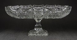 1O775 large polished crystal table center serving bowl standing on impressive legs 12 x 19.5 X 29 cm