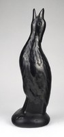 1O858 Jelzett korondi fekete kerámia madár figura 26 cm