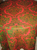 Álomszép antik zöld-piros barokk mintás szőttes terítő