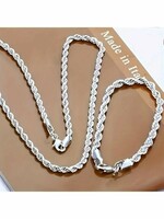 Silver-plated (sp) thick necklace and bracelet set 88