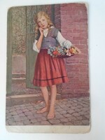 D198478 old postcard 1917- f.Klimes die kleine händlerin -feldpost - sms kaiser karl vi. Pola