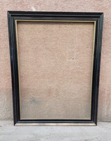 Régi üvegezett fa képkeret, fekete lakk, belső méret 89x68 cm