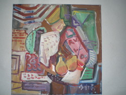 József Bánfi, cubist, abstract painting on canvas