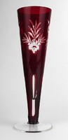 1O823 burgundy colored base crystal vase 23 cm