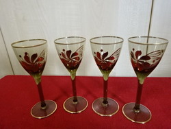 Gold-plated liqueur glass, height 14 cm. Four in one for sale. Jokai.