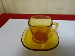 Honey brown coffee cup + coaster. Jokai.
