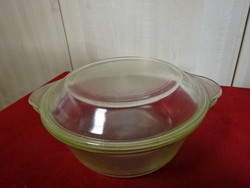 Round Jena bowl with lid, top diameter 21 cm. Jokai.