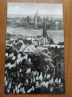 Old postcard, Budapest, panorama with the country house, postal clean