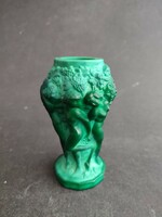 Art deco malachit zöld üveg váza bacchánsnőkkel - EP