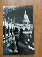 Old postcard, Budapest, fisherman's bastion, night shot, postal clerk
