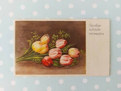 Old mini postcard 1954 greeting card tulip