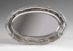 Silver large bowl/tray with ribbon decoration