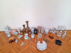 Antik, Retro, Vintage műtárgy gyűjtemény (36 darabos), (porcelán, réz, kerámia, üveg)