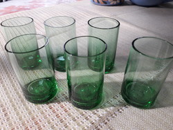Zöld üveg snapszos centes poharak 6 darab készlet 6cm.