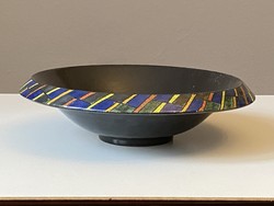 Marked painted rim ceramic serving bowl with black interior 27 cm