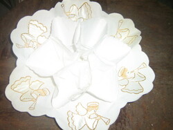 Beautiful Christmas white tablecloth basket with sewn-on angel decoration