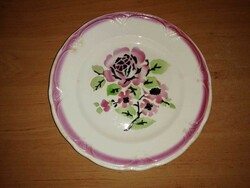 Old granite flat plate with flower pattern - diam. 22.5 cm (n)