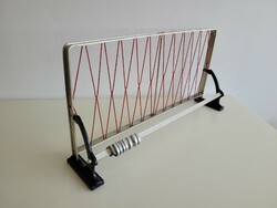 Retro old 63.5 cm red mesh aluminum mid century hall hat rack with hook
