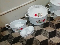 Romanian porcelain soup bowl, salt holder and saucer 2