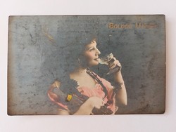 Régi újévi képeslap 1905 női fotó levelezőlap