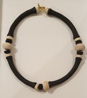 Handmade wooden necklace made of natural material