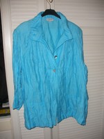 Ginalaura turquoise blue casual linen jacket, xl