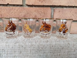 4 glass brandy glasses decorated with portraits of derby winning horses oxo 1959 ayala 1963 kilmore 1962