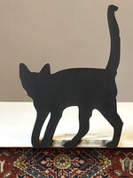 Black walking cat cat sculpture wooden silhouette 38 cm