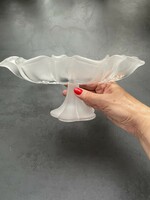 Pazar hullámos szélű domború karácsonyi talpas üveg kínáló