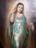 Sárossy Eta (1895-1990) Hölgy Zöld Ruhában,200x100cm!!