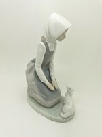 Lladro nao lady in shawl with lamb 21cm Spanish porcelain