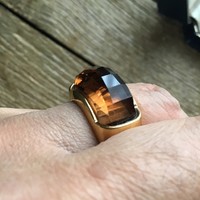 Swarovski gold-plated polished crystal stone ring size m