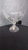 Anna hütte crystal glass oval tray with base, marked, 15 cm high, diameter: 16 x 15 cm