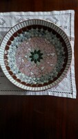 Old metal mosaic fruit bowl, handmade bowl