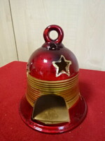 Hungarian glazed ceramic Christmas bell, height 15 cm. Jokai.