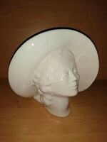 Beautiful antique Victorian vase lady in hat - 22cm tall