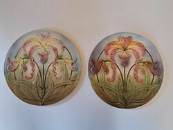 Flawless, couple!!! Schütz blansko art nouveau majolica iridescent decorative wall bowl