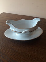 Art Deco aranyozott, pajzs-pecsétes porcelán Zsolnay szószos tál