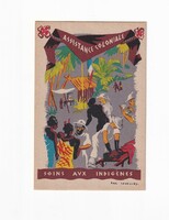 Artist postcard paul lavalley 1940-1944 (colonial aid) postal clerk