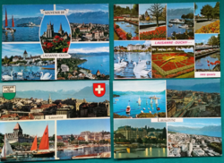 Svájc, Lausanne, városkép, városi panoráma, postatiszta képeslapok