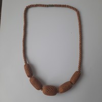 Retro special wooden pearl necklace 48 cm
