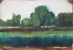 István Mizsei: landscape, 1979, 43 x 30.5 cm