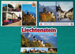 Vaduz, Liechtenstein, városkép, városi panoráma, postatiszta képeslapok