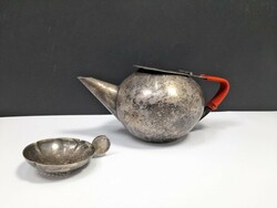 Art deco ezüstözött WMF teáskanna és teaszűrő, 1930-40 körül - 51358