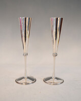 Pair of silver champagne glasses (2 pieces) - with fine leaf decoration