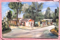 Balatoni camping festmény / Temesi 1978.